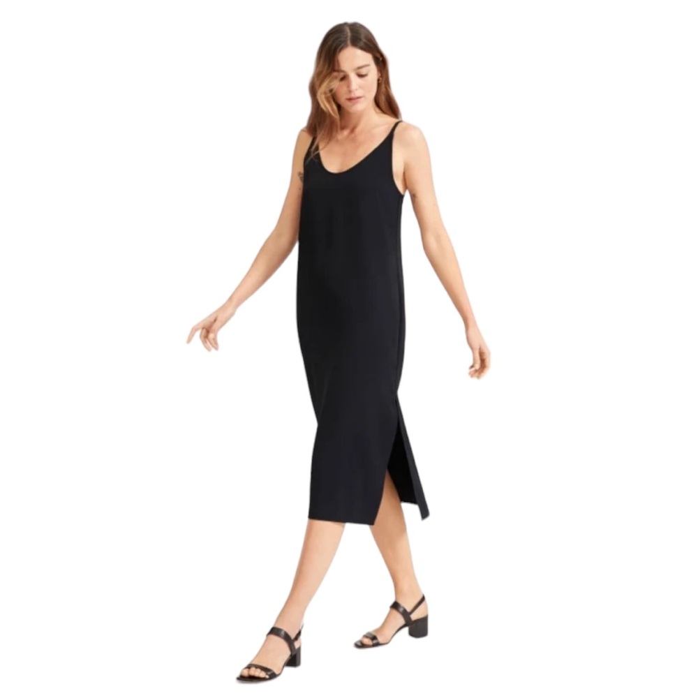 Everlane Japanese GoWeave Black Slip Midi Dress Sz 4 NWT